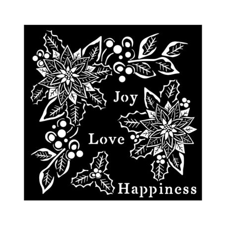 Stamperia stencil Christmas Joy, Love, Happiness - 18x18 cm-KSTDQ89