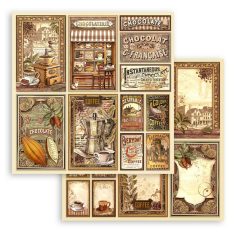   Stamperia scrapbook papír - Coffee and Chocolate cards - 2 oldalas - 31,5 x 30,5 cm - SBB-979