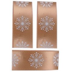 Arany szalag - Hópihe mintás - 2,5 cmx10 méter