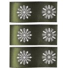 Zöld szalag - Hópihe mintás - 2,5 cmx10 méter