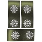 Zöld szalag - Hópihe mintás - 2,5 cmx10 méter