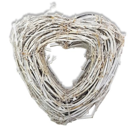 Fonott vessző szív dekoráció - 27 cm  