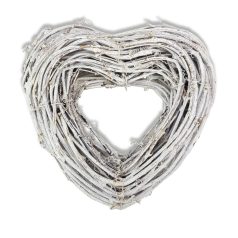 Fonott vessző szív dekoráció - 22 cm 