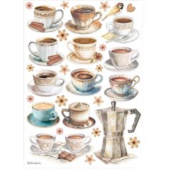   Stamperia rizspapír - A4 - 21x30 cm - Csészék - DFSA-4912 