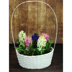 Bambusz füles ovál kosár fehér nagy - 23x17 cm, 32x20 cm