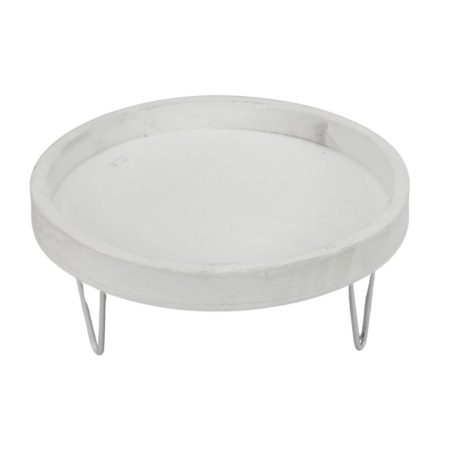  Dekorációs alap fém lábon - Fehér - 25 cm