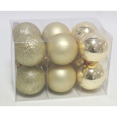 Üveg karácsonyi gömb - Óarany - 4 cm - 12 db/csomag