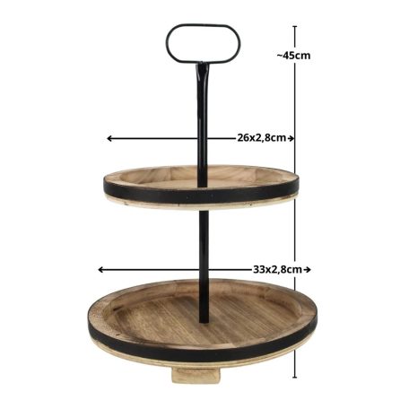 Két szintes kínáló tál fából barna - 45 cm