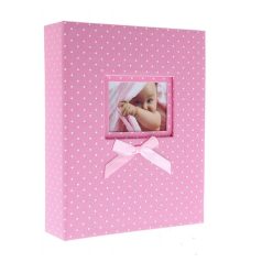   Fényképalbum babás pöttyös - Rózsaszín - 15x10 cm - 304 db