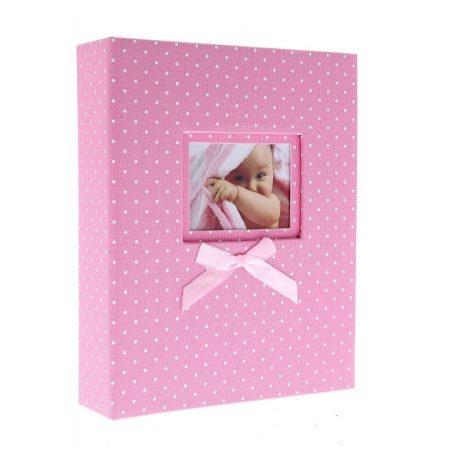 Fényképalbum babás pöttyös - Rózsaszín - 15x10 cm - 304 db