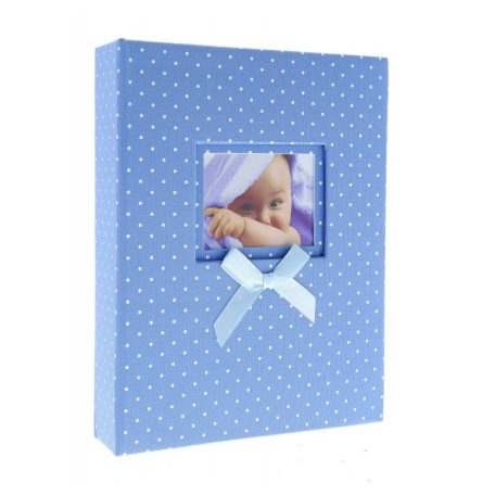 Fényképalbum babás pöttyös - Kék - 15x10 cm - 304 db
