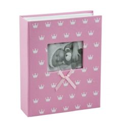   Fényképalbum babás koronás - Rózsaszin - 15x10 cm - 304 db  