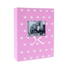   Fényképalbum babás koronás - Rózsaszin - 15x10 cm - 304 db  