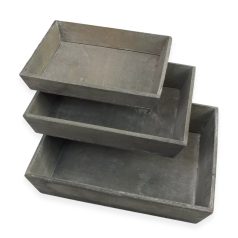 Antik szürke fa tálca szett - 3 db-os szett