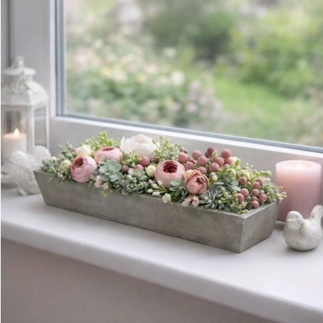 Antik fa tálca közepes - Szürke - 46x16x2,5 cm