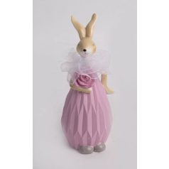 Nyuszi figura rózsával - 14,5 cm - Raktáron