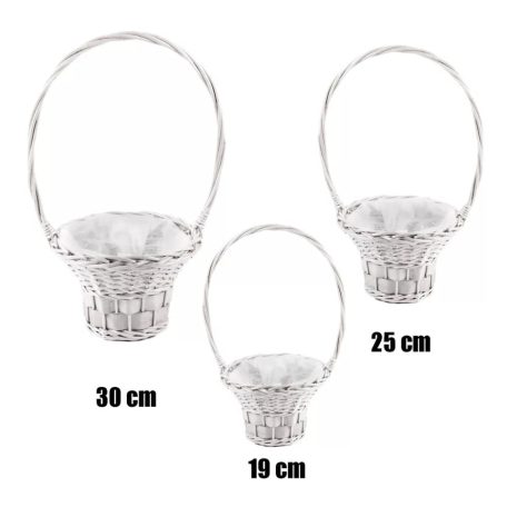 Fonott kosár - Fehér - 19 cm, 25 cm, 30 cm - 3 db-os szett