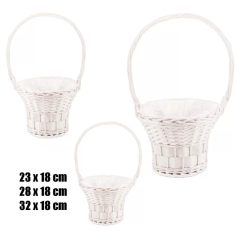   Fonott kosár - Fehér -  23 cm, 28 cm, 32 cm - 3 db-os szett