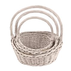 Füles kosár - Fehér - 34 cm, 30 cm, 27 cm - 3 db-os szett