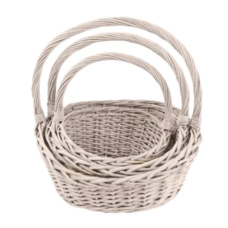 Füles kosár - Fehér - 34 cm, 30 cm, 27 cm - 3 db-os szett