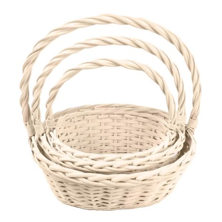  Füles kosár - Natúr - 33 cm, 30 cm, 28 cm - 3 db-os szett