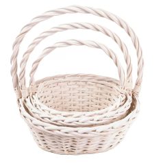   Füles kosár - Fehér - 33 cm,  30 cm,  28 cm - 3 db-os szett