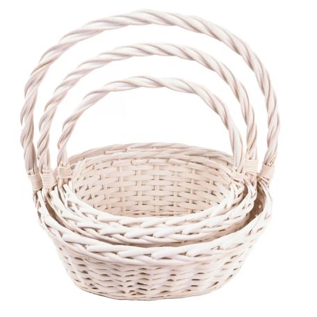 Füles kosár - Fehér - 33 cm,  30 cm,  28 cm - 3 db-os szett