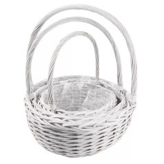 Füles kosár - Fehér - 3 db-os szett  
