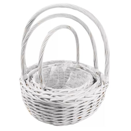 Füles kosár - Fehér - 3 db-os szett  