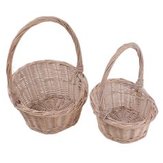 Füles kosár - Fehér mosott - 2 db-os szett
