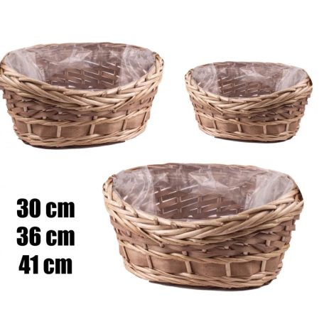 Fonott kosár - Barna - 30 cm, 36 cm, 41 cm - 3 db.os szett