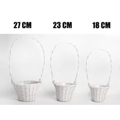 Fonott kosár - Fehér - 18 cm, 23 cm, 27 cm - 3 db-os szett