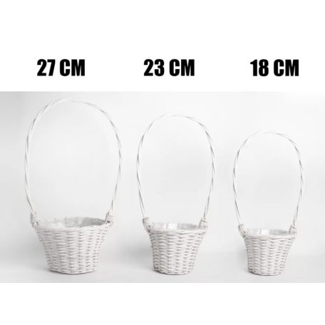 Fonott kosár - Fehér - 18 cm, 23 cm, 27 cm - 3 db-os szett
