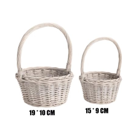 Fonott  kosár - Fehér - 15x9 cm, 19x10 cm - 2 db-os szett