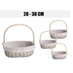 Ovális barna kockás,textil béléssel - 3 db-os szett