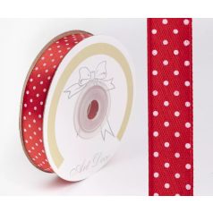 Pöttyös szatén szalag - Piros - 1,5 cm, 2,5 cm