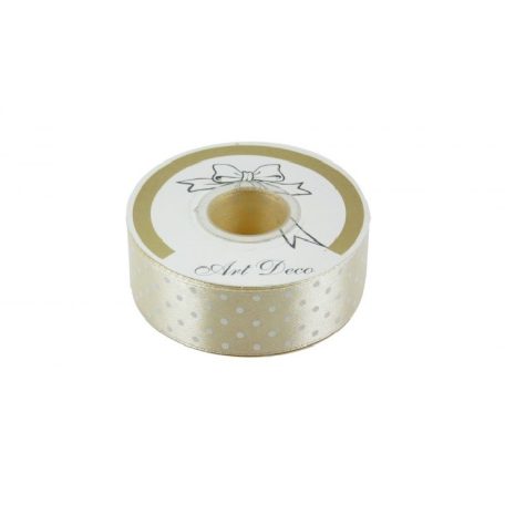 Pöttyös szatén szalag - Krém - 1,5 cm, 2,5 cm