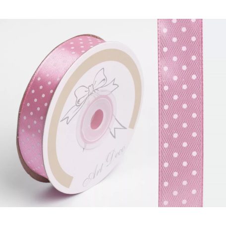 Pöttyös szatén szalag - Rózsaszín - 1,5 cm, 2,5 cm - Raktáron