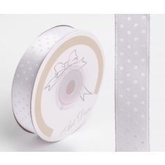   Pöttyös szatén szalag - Szürke - 1,5 cm, 2,5 cm - 25 méter - Raktáron