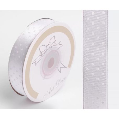 Pöttyös szatén szalag - Szürke - 1,5 cm, 2,5 cm - 25 méter - Raktáron