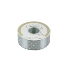   Pöttyös szatén szalag - Szürke - 1,5 cm, 2,5 cm - 25 méter - Raktáron