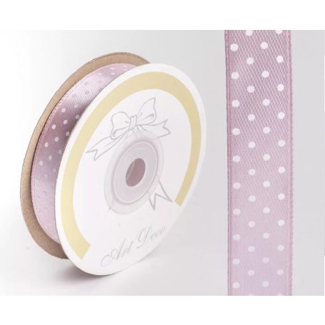 Pöttyös szatén szalag - Mályva - 1,5 cm, 2,5 cm - 25 méter - Raktáron
