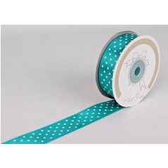 Pöttyös szatén szalag - Türkiz - 2,5 cm - Raktáron