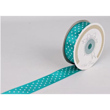 Pöttyös szatén szalag - Türkiz - 2,5 cm - Raktáron