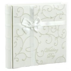   Esküvői fényképalbum bőrhatású hímzett masnis - 15x10cm - 200db
