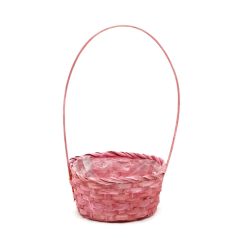 Füles bambusz kosár - Rózsaszín - 19x9x32 cm