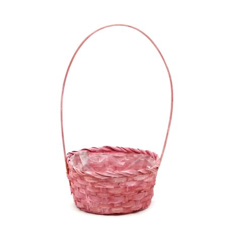 Füles bambusz kosár - Rózsaszín - 19x9x32 cm
