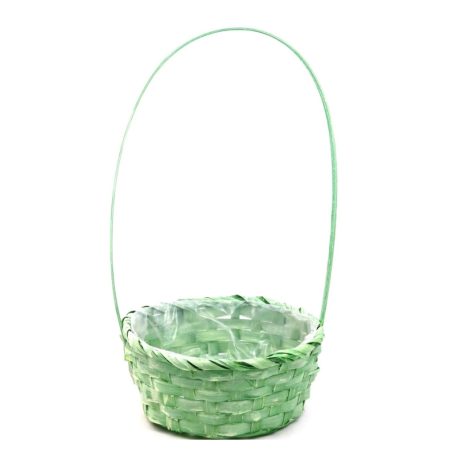 Füles bambusz kosár - Zöld - 19x9x32 cm