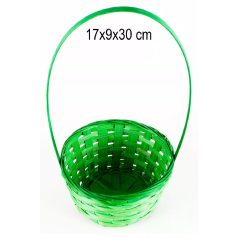 Füles bambusz kosár - Zöld - 17x9x30 cm
