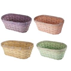  Bambusz ovál fonott tál - 4 féle - 28x13x11 cm
